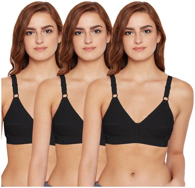 Bodycare Pack of 3 Non Padded Cotton T Shirt Bra - Multi