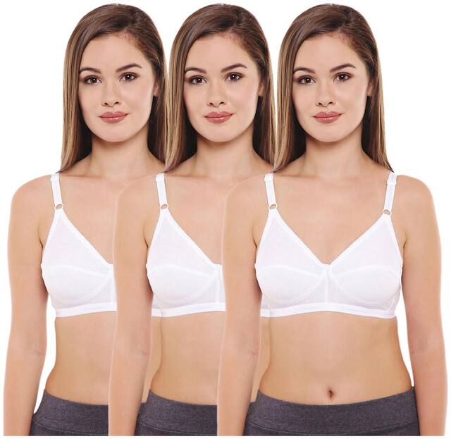 Bodycare Pack of 3 Non Padded Cotton T Shirt Bra - White