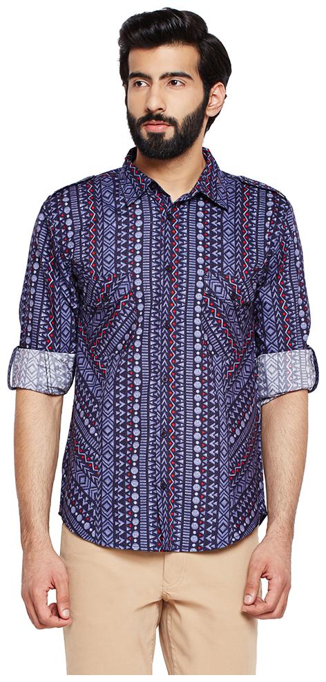 

OXOLLOXO Men Blue Printed Regular Fit Casual Shirt