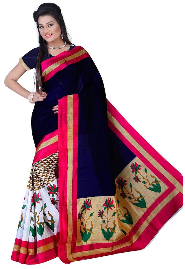 Ambe Creation Multi Block Print Universal Regular Saree With Blouse , With blouse
