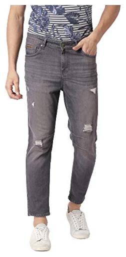 

BOLTS BARRELS Men Grey Tapered Fit Jeans