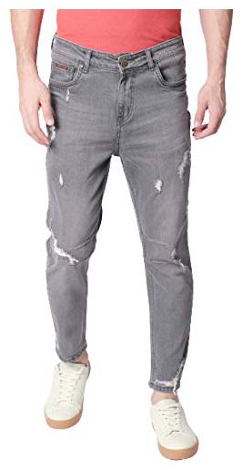 

BOLTS BARRELS Men Grey Tapered Fit Jeans