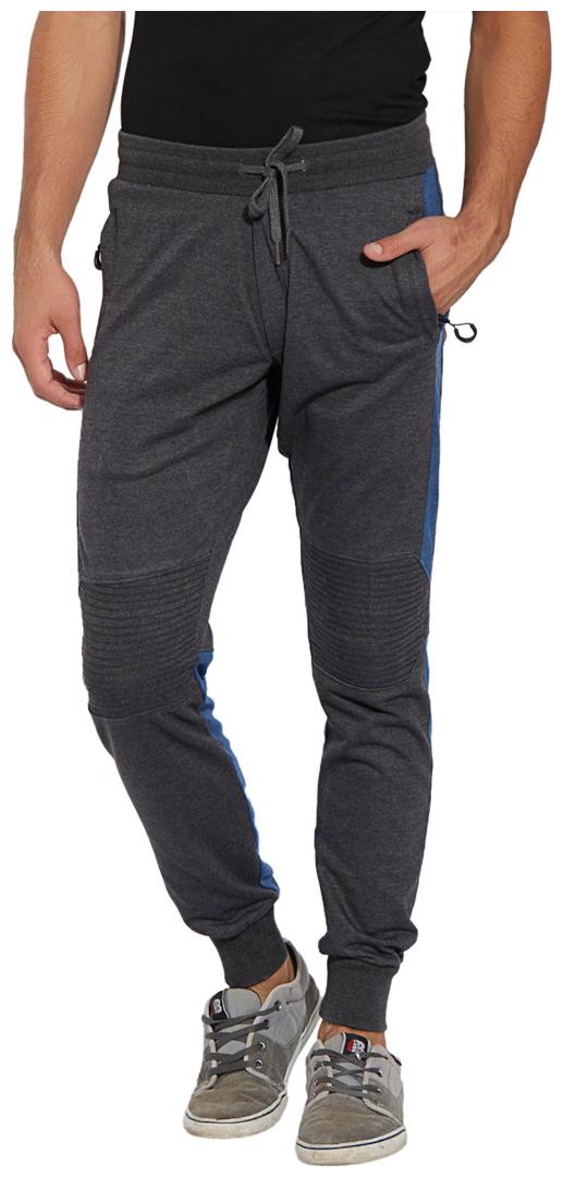 

BONATY Black Cotton Blend Looper Knit Solid Track Pant For Men