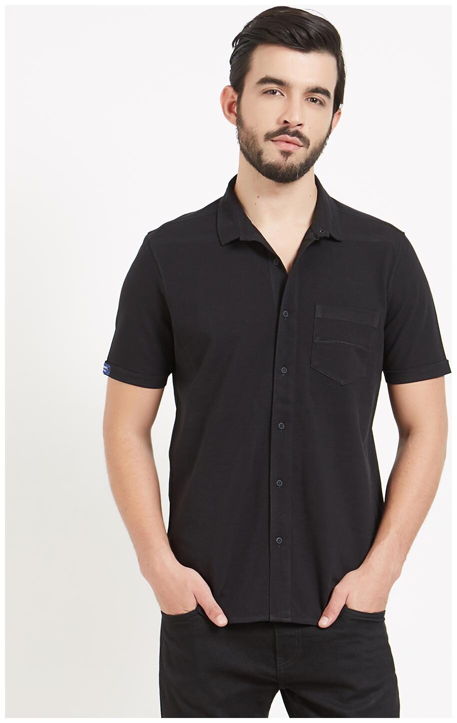 

BONATY Men Black Solid Regular Fit Casual Shirt