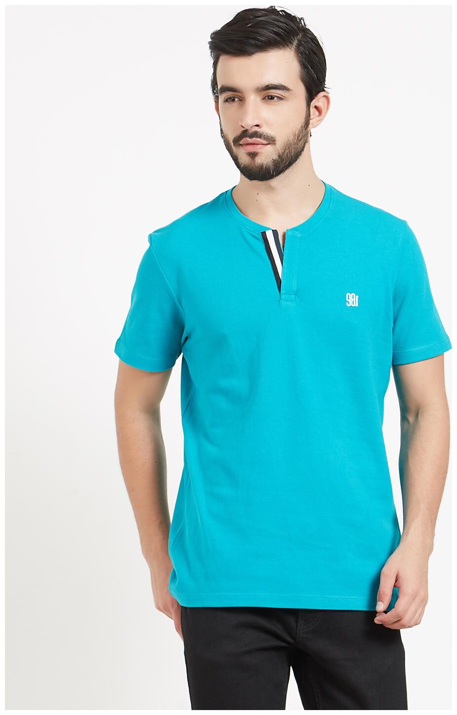 

BONATY Men Turquoise Regular fit Cotton Henley neck T-Shirt - Pack Of 1
