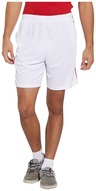 BONATY White Polyester With Moisture Management Solid Short With Side Piping For Men