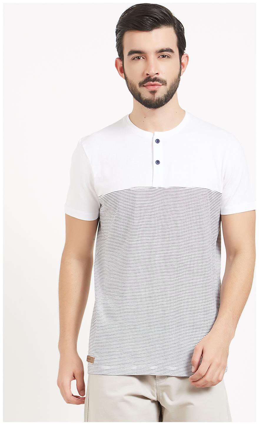 

BONATY Men White Regular fit Cotton Henley neck T-Shirt - Pack Of 1