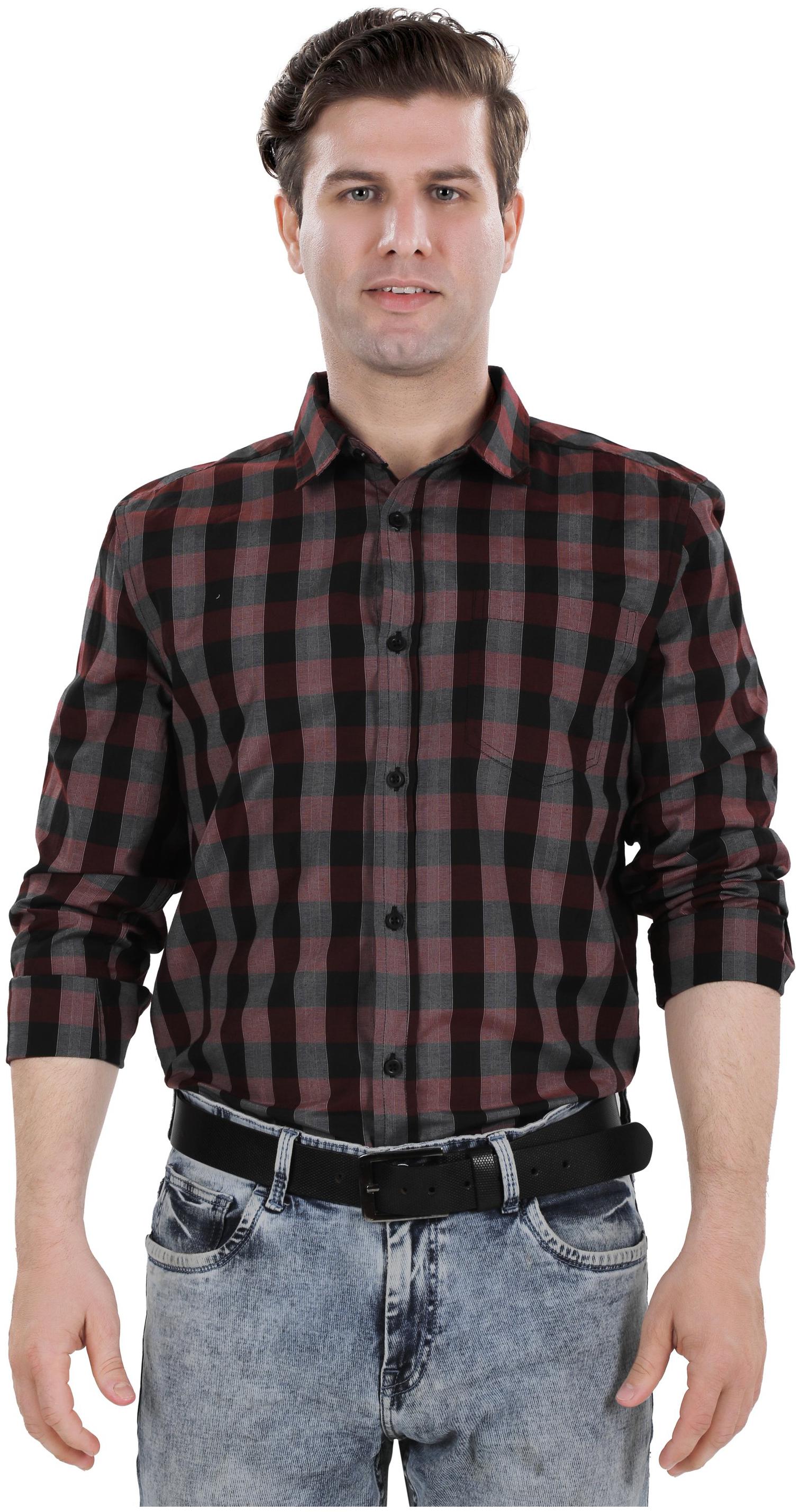 

Bonneville Men Brown Checked Slim Fit Casual Shirt