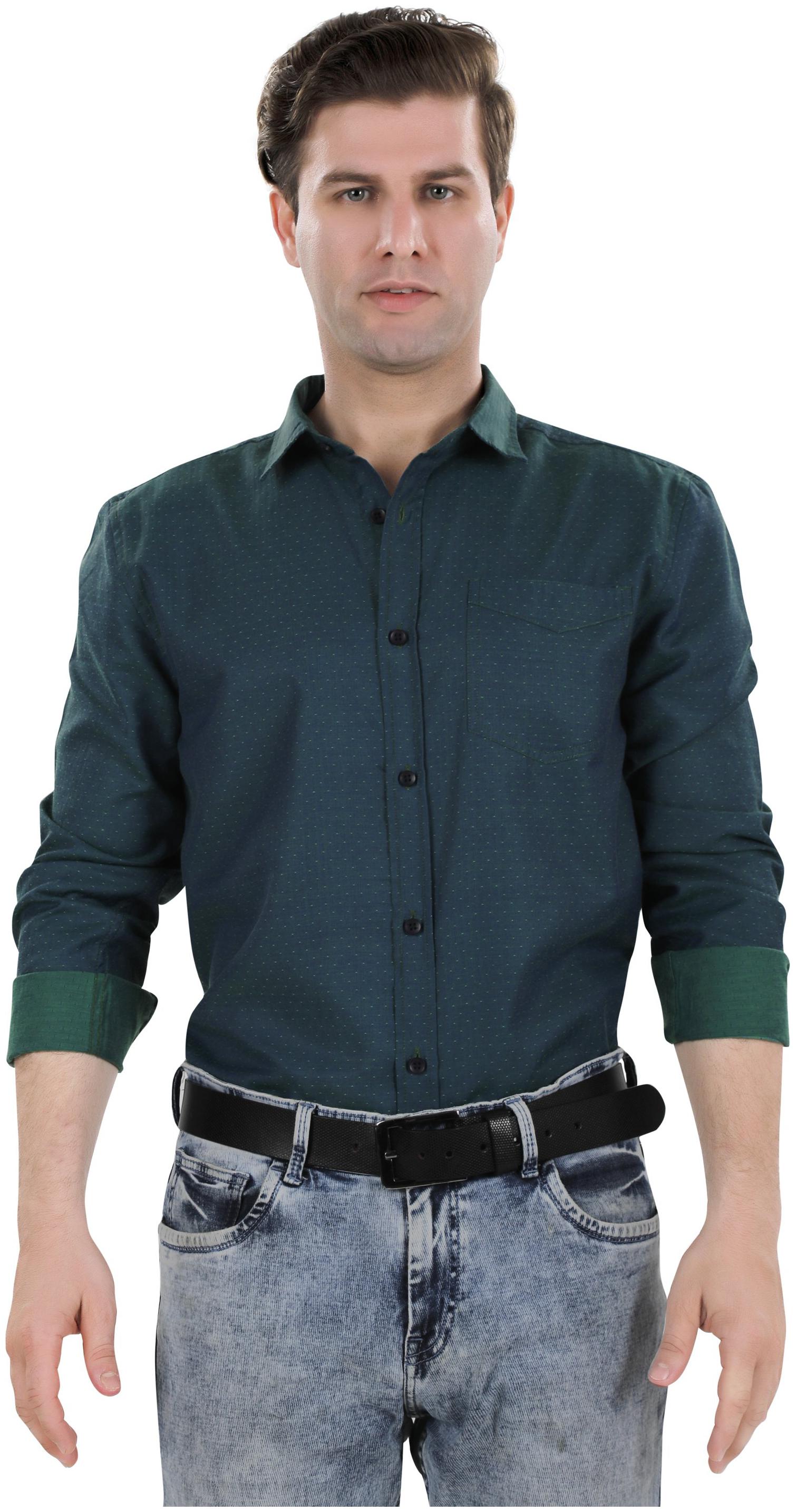 

Bonneville Men Green Polka Dots Slim Fit Casual Shirt