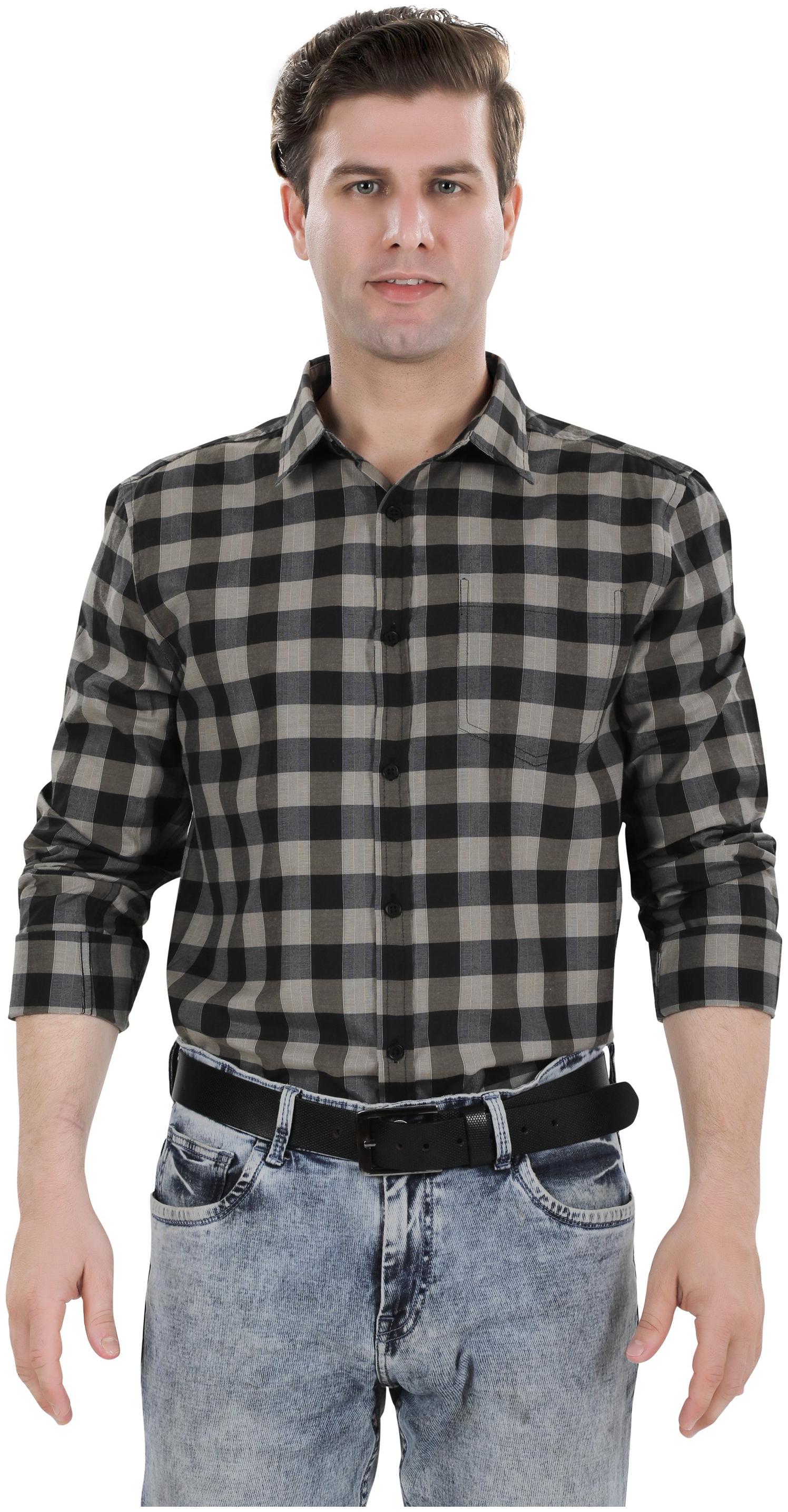 

Bonneville Men Olive Cotton Checked Shirt