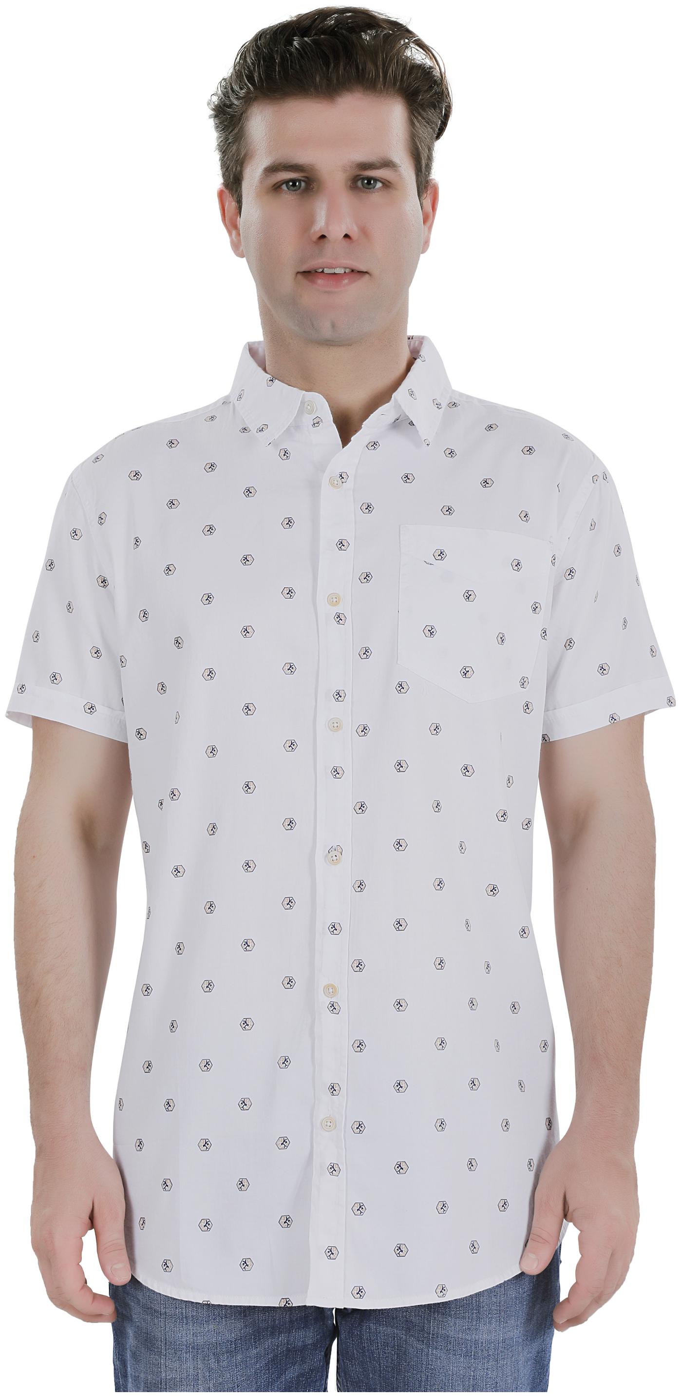 

Bonneville Men White Printed Slim Fit Casual Shirt