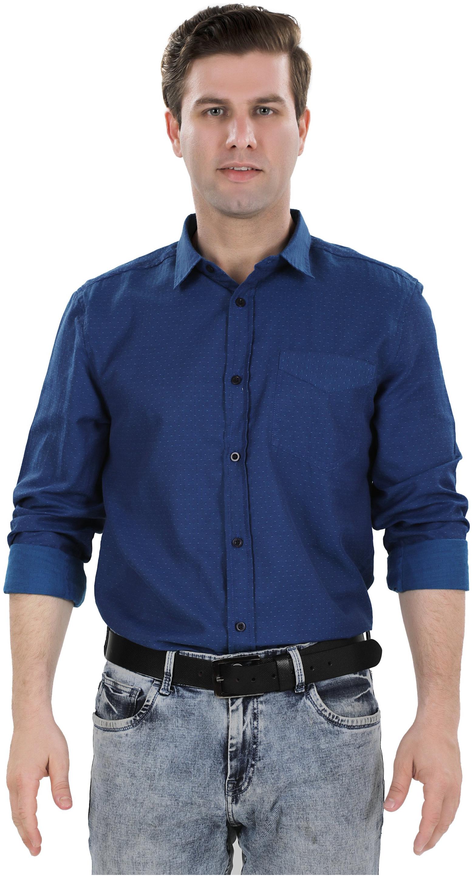 

Bonneville Men Navy Blue Polka Dots Slim Fit Casual Shirt