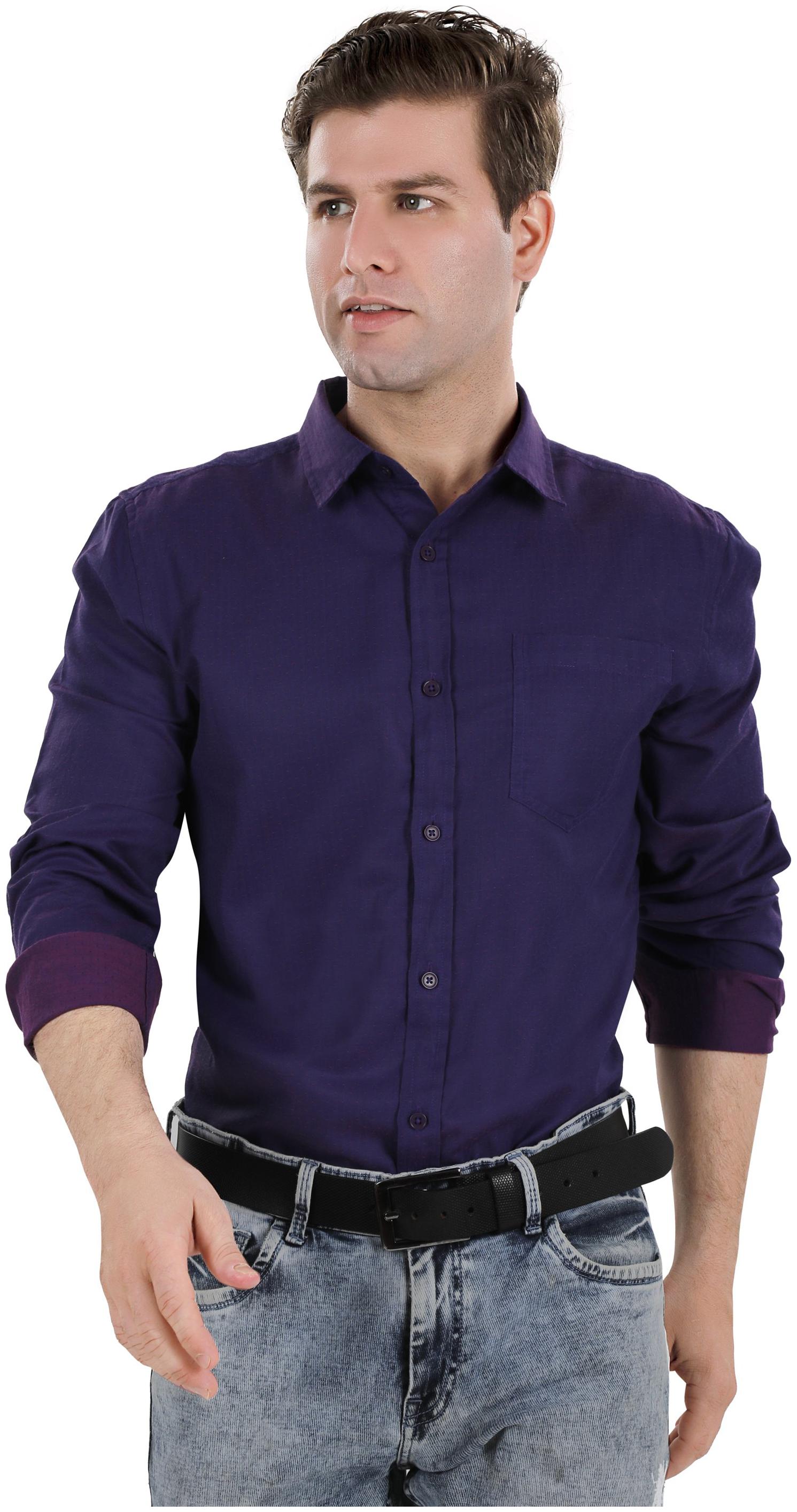 

Bonneville Men Purple Polka Dots Slim Fit Casual Shirt