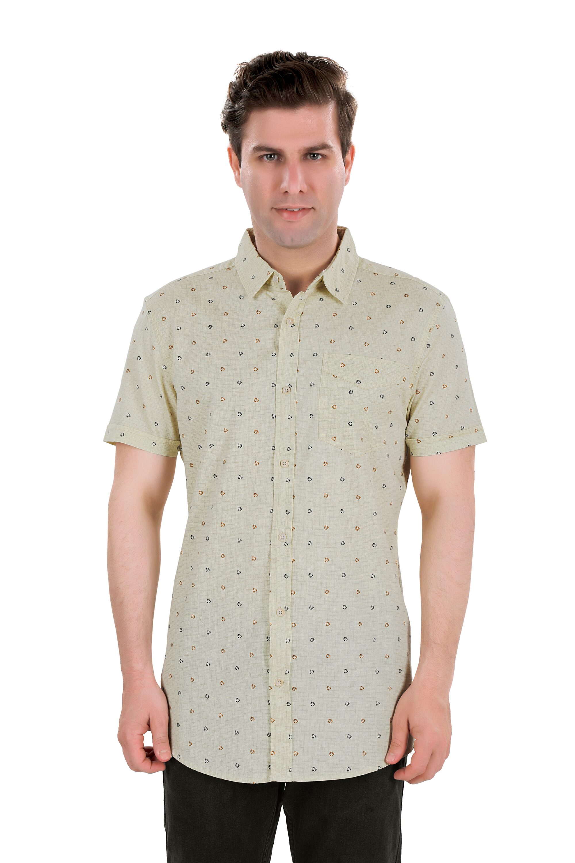 

Bonneville Men Yellow Printed Slim Fit Casual Shirt