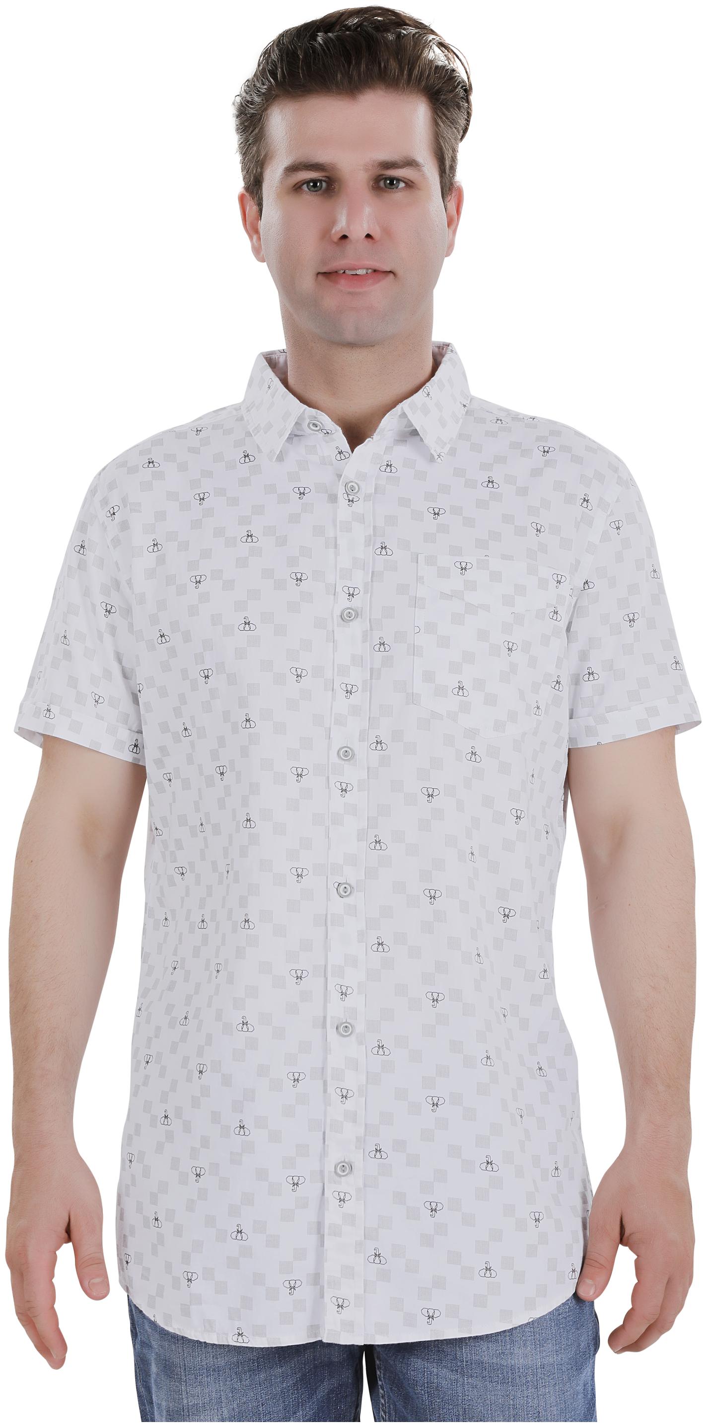 

Bonneville Men White Printed Slim Fit Casual Shirt