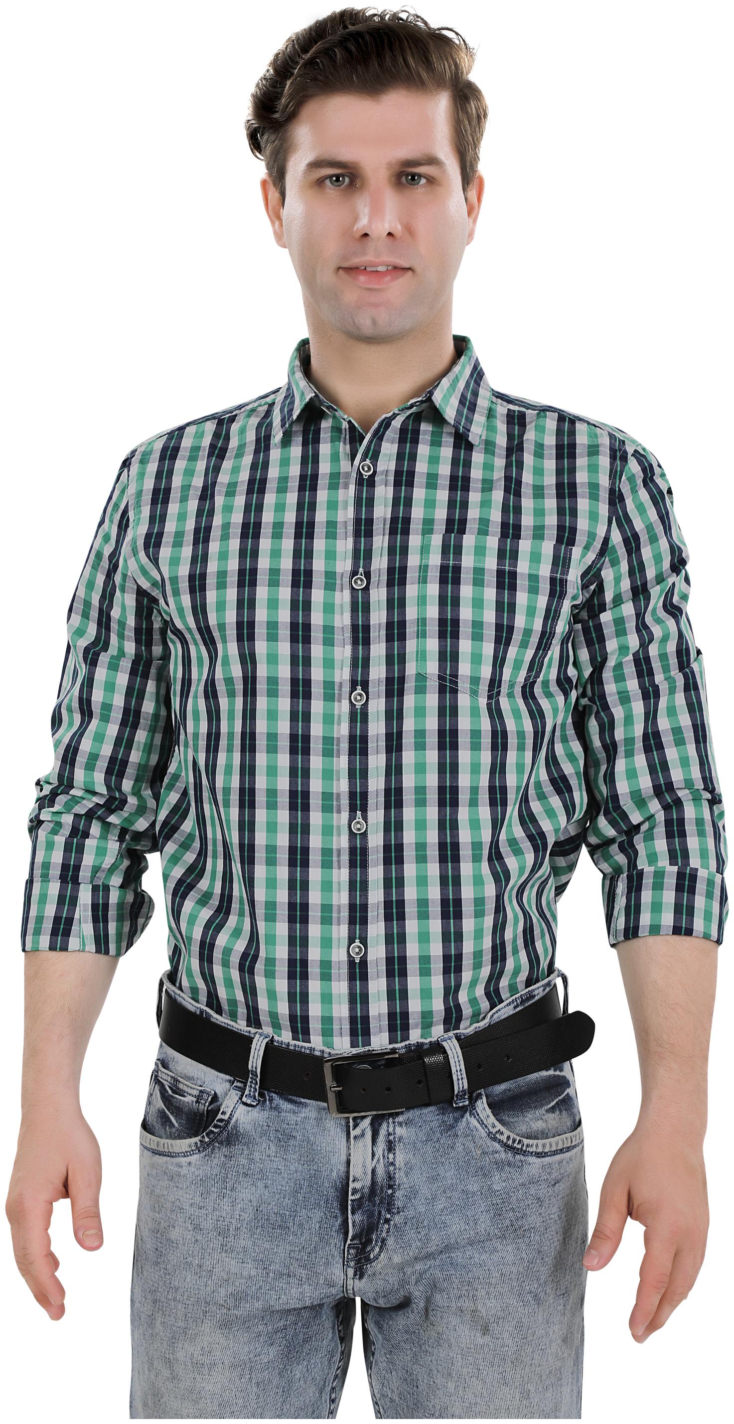 

Bonneville Men Green Checked Slim Fit Casual Shirt