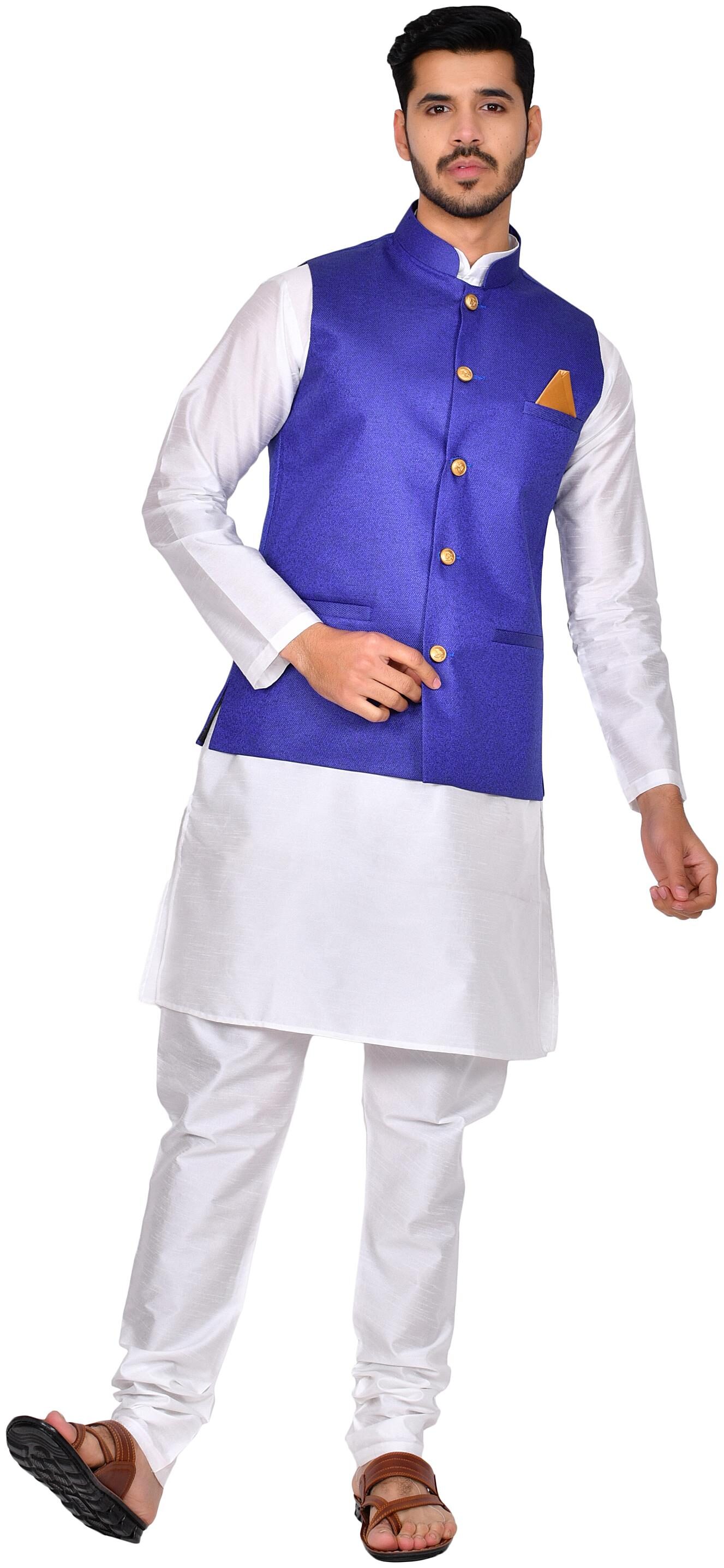 

Bonnier Blue Solid Kurta and Churidar With Nehru Jacket
