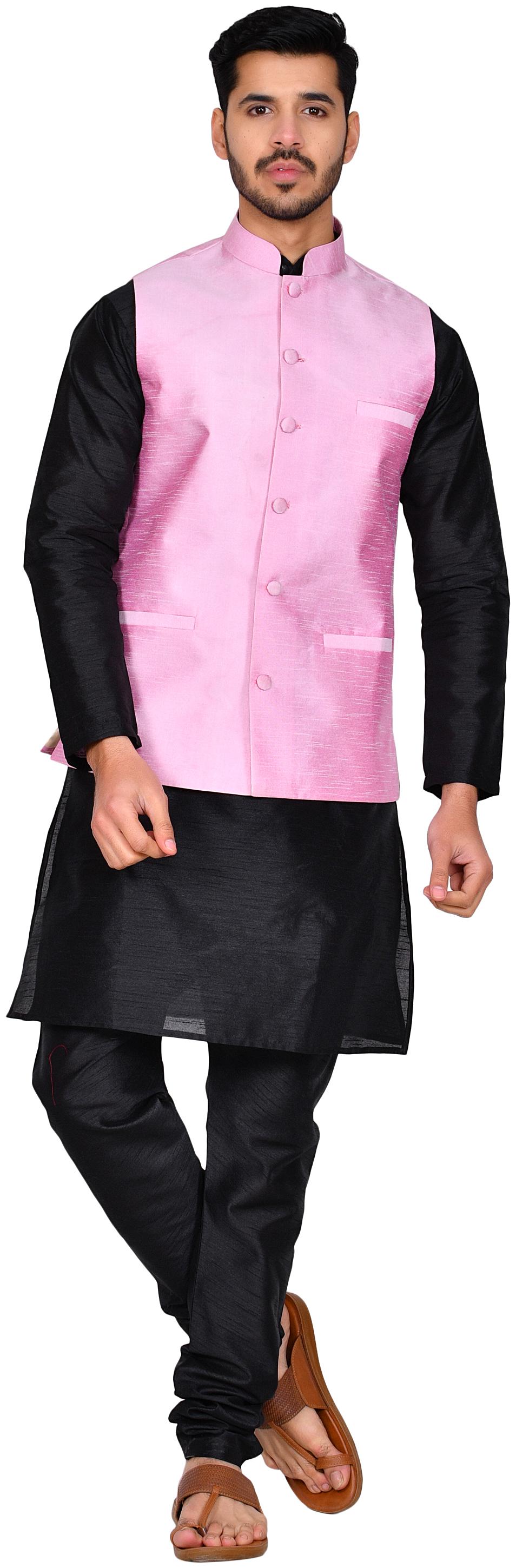 

Bonnier Pink Solid Kurta and Churidar With Jacket