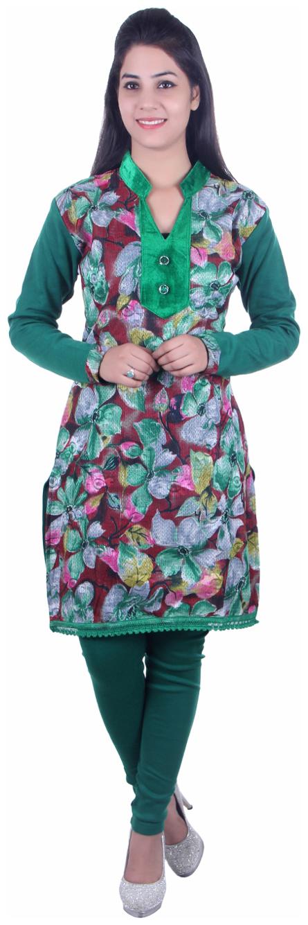 

Bonum Regular Fit Complete Green Kurtis
