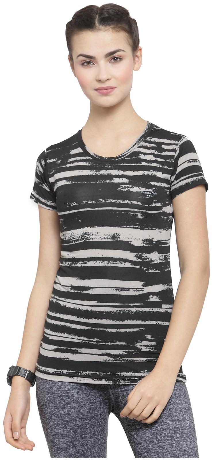 

Boston Club Women Printed Sports T-Shirt - Black