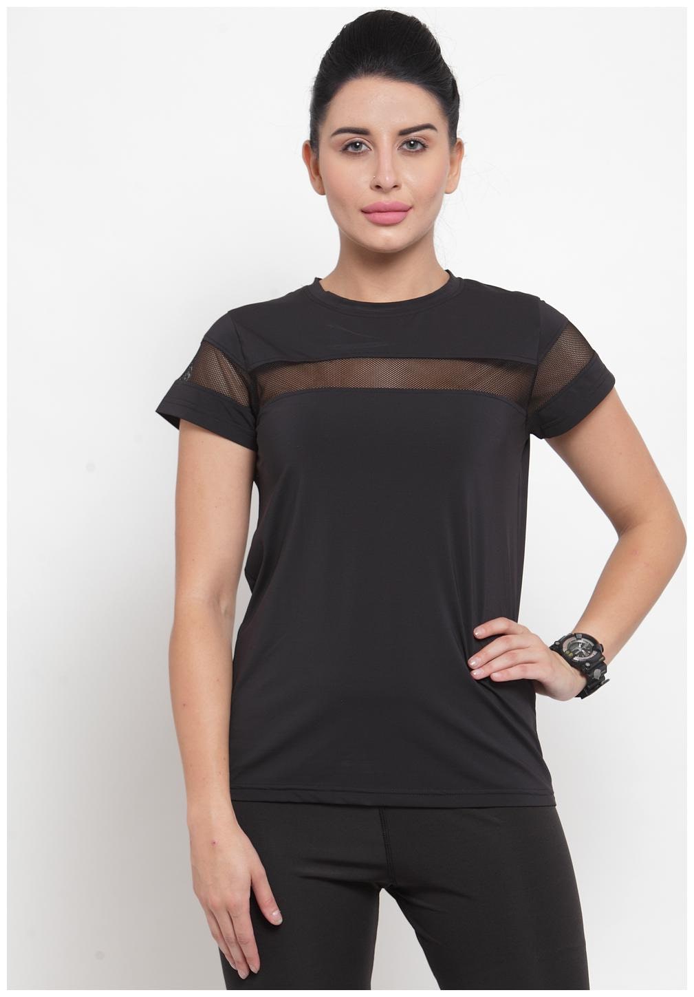 

Boston Club Women Solid Sports T-Shirt - Black