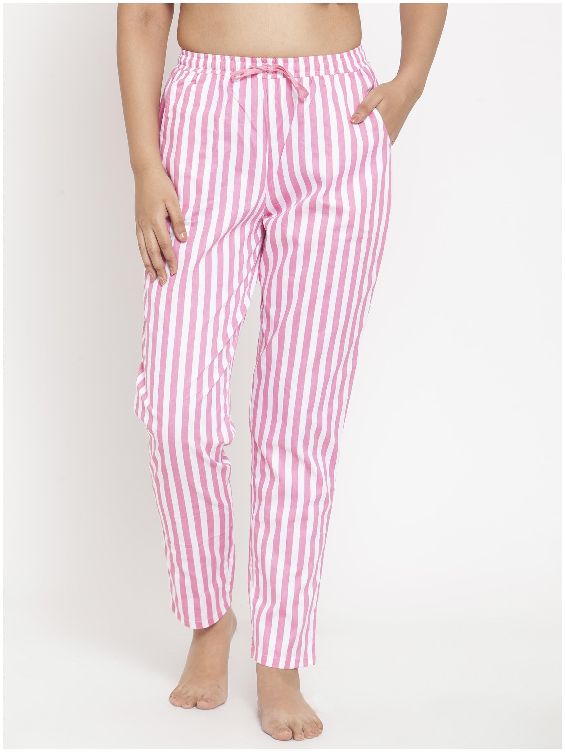 

Boston Club Women Cotton Regular Fit Striped Regular Lower (Pink White)