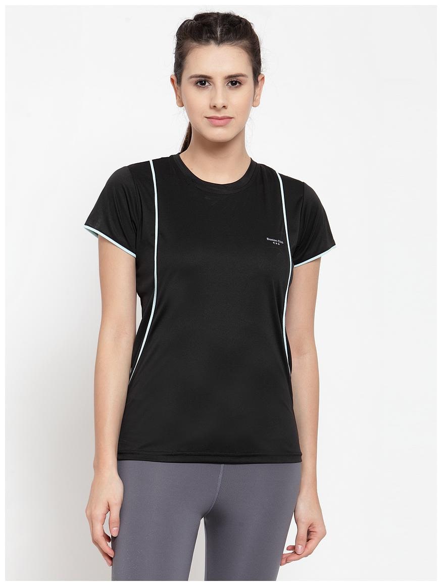 

Boston Club Women Solid Sports T-Shirt - Black