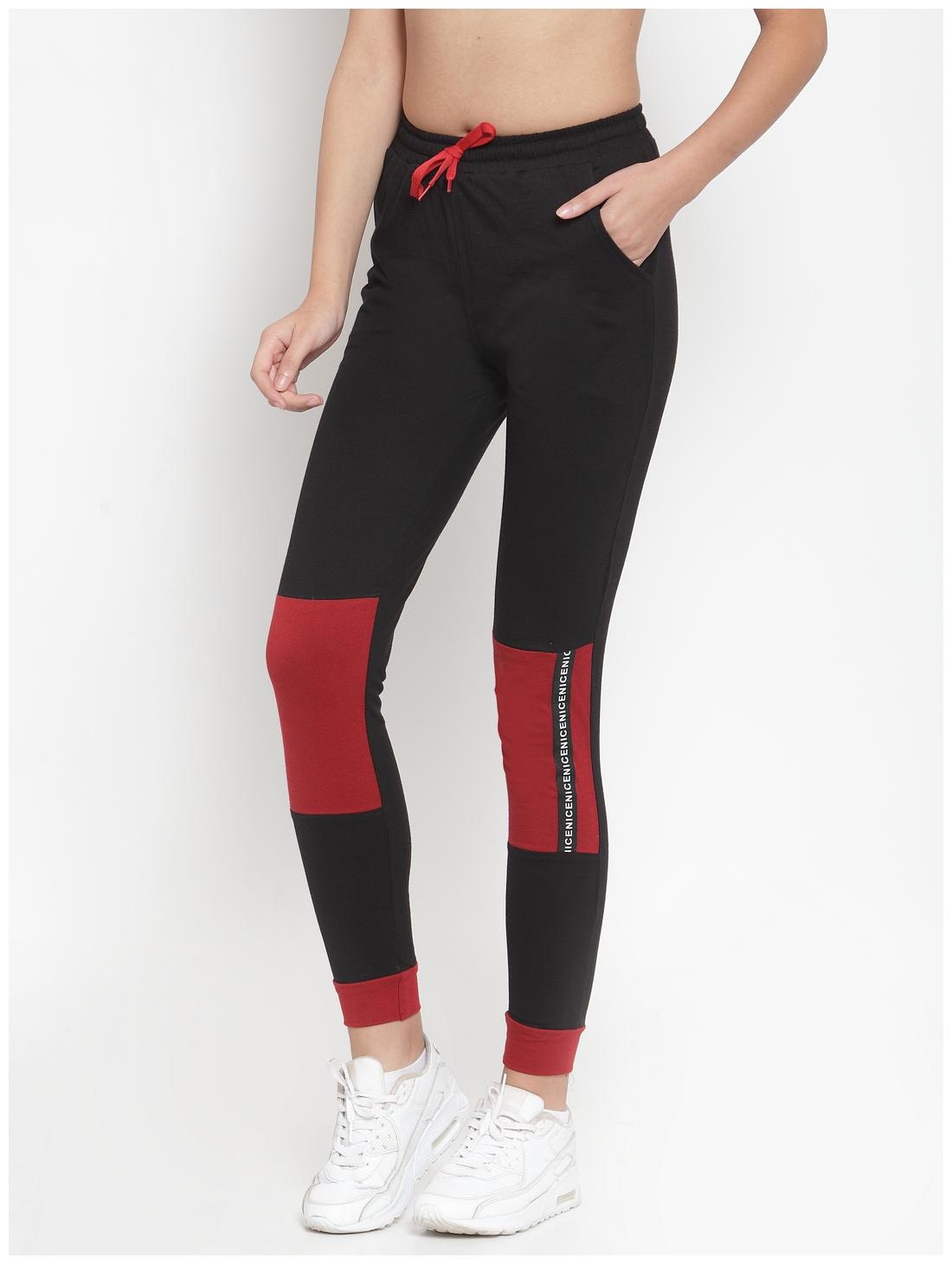 

Boston Club Cotton Black Colorblocked Joggers For Women