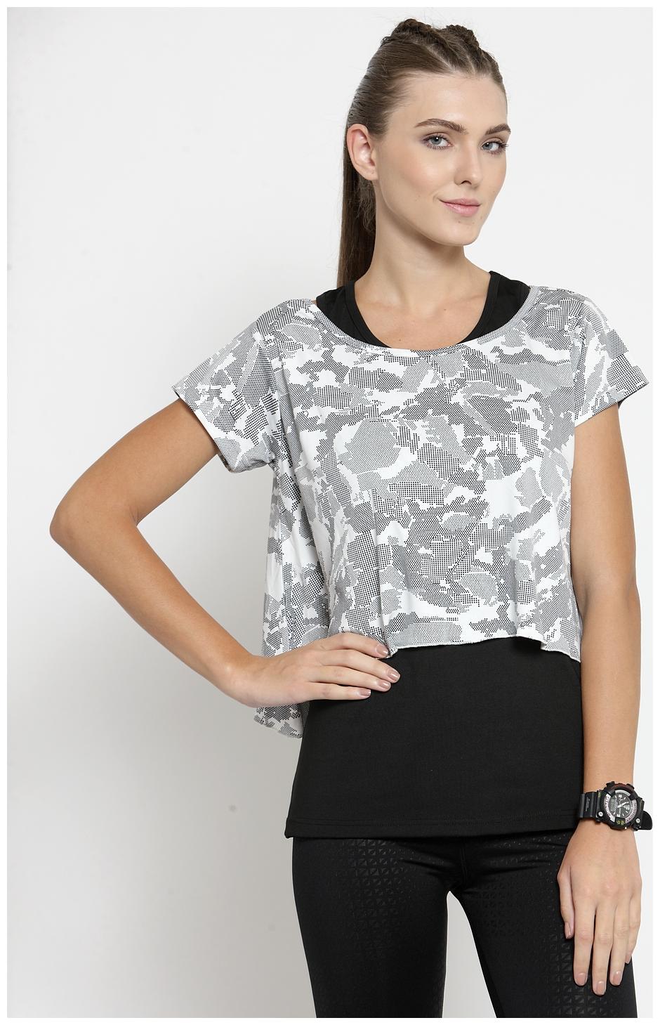 

Boston Club Women Printed Solid Sports T-Shirt - Black White Pack of 2