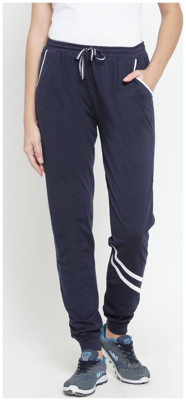 Boston Club Women Regular fit Cotton Solid Track pants - Navy