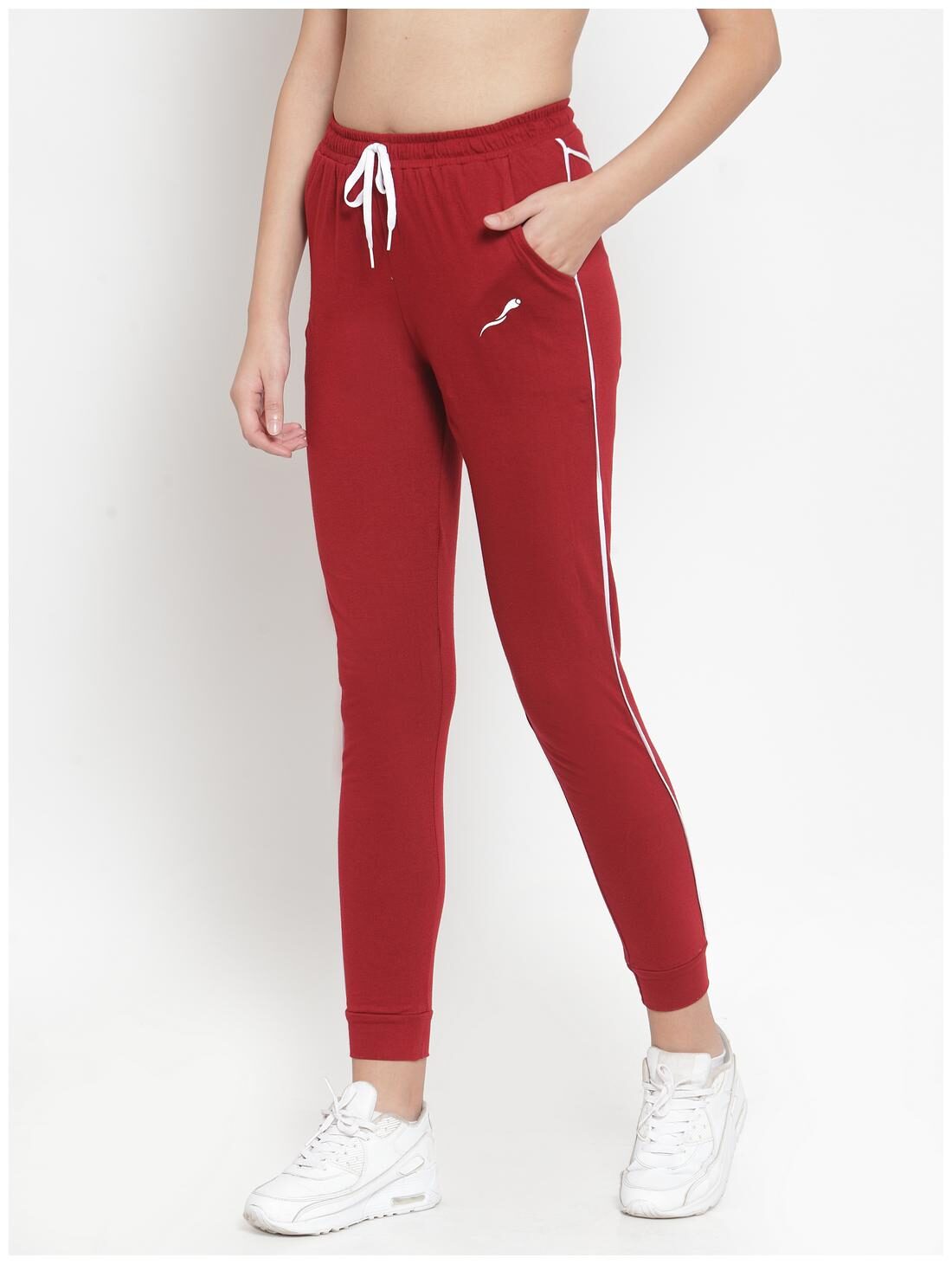 

Boston Club Cotton Maroon Solid Joggers For Women