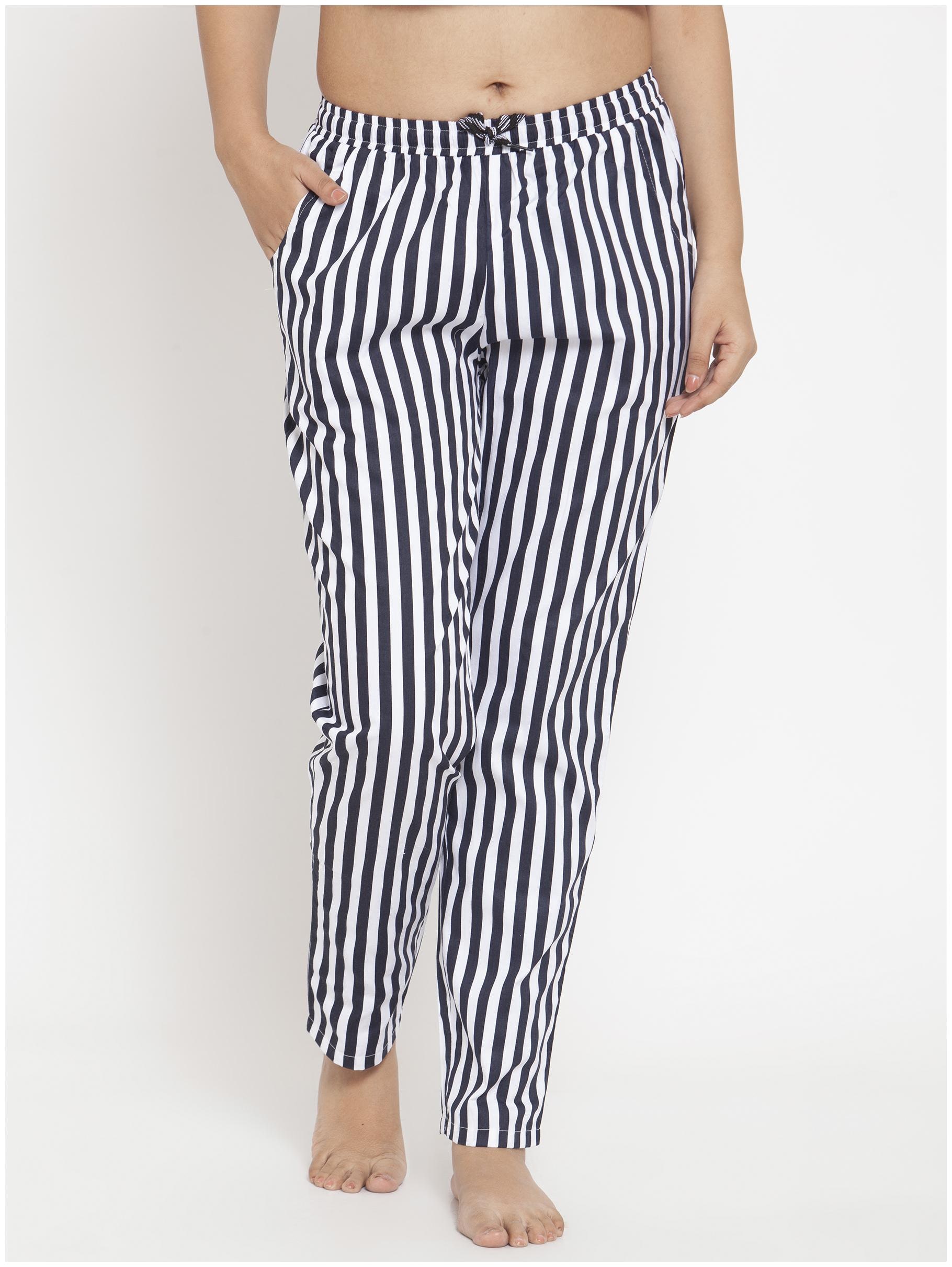 

Boston Club Women Cotton Regular Fit Striped Regular Lower (Navy Blue White)