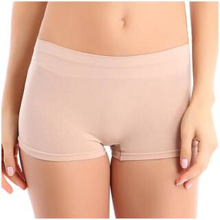 Dealseven Fashion Solid Mid Waist Boyshorts - Beige