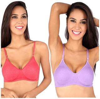 Bralux Bela T-Shirt Bra MelangeRed-MelangeLavender Size - 32B Set of 2