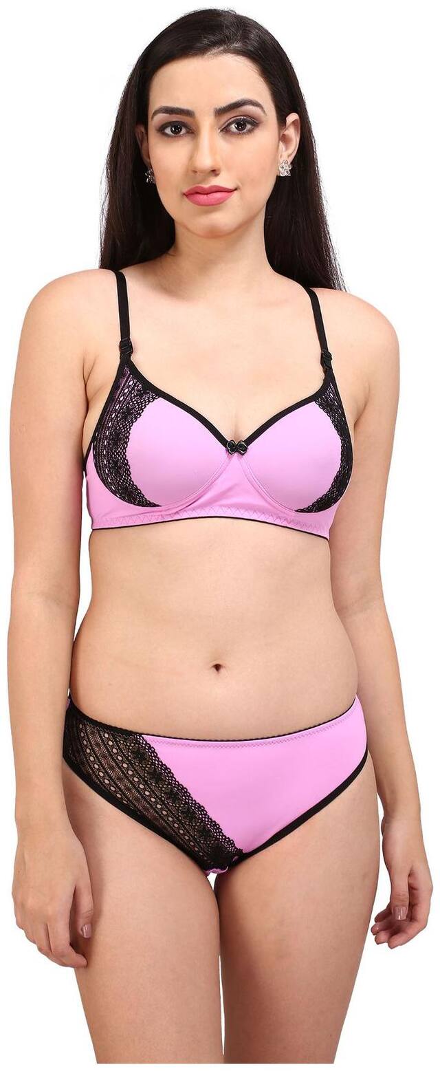 Bralux Women's Dilruba Pink Colorpadded Lingerie Set (valentine Special) Cup B (pink_34b)