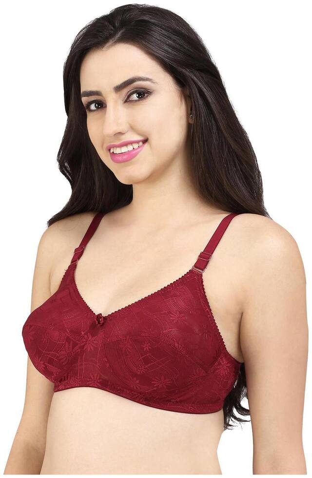 Bralux Women's Monalisa Maroon Color Full Coverage Non-wired Regular Lace Bra Cup Size C (maroon_38c)