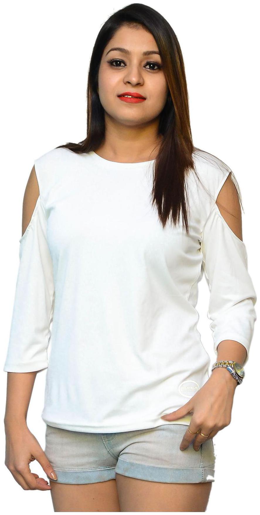 

NICE QUEEN Women White Regular fit Boat neck Cotton Tank top