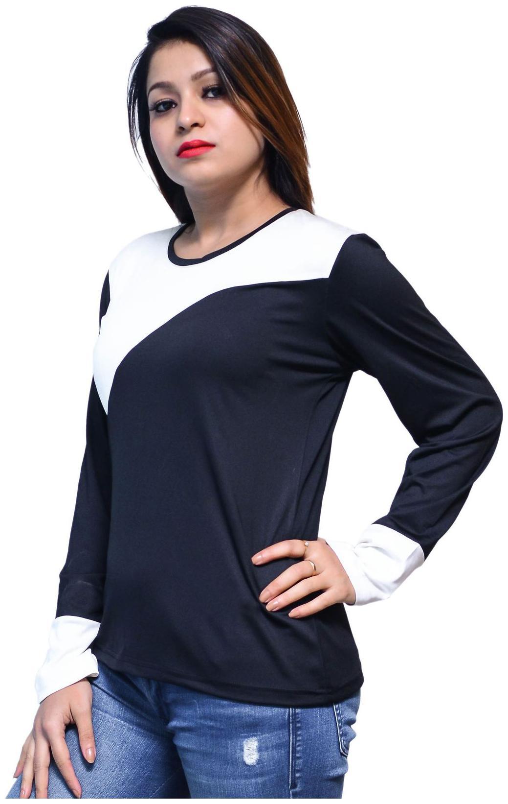 

NICE QUEEN Women Blue Regular fit V neck Cotton T shirt