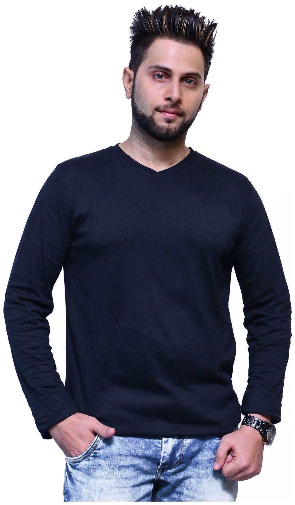 

Branded Full Sleeve V Neck Black Color Casual T-Shirt for Boy s and Men s