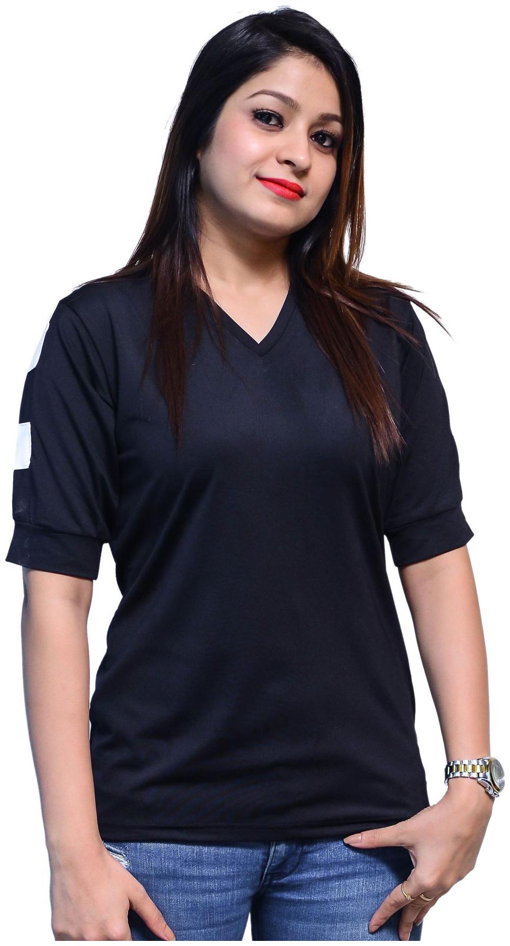 

NICE QUEEN Women Blue Regular fit Classic collar Cotton T shirt