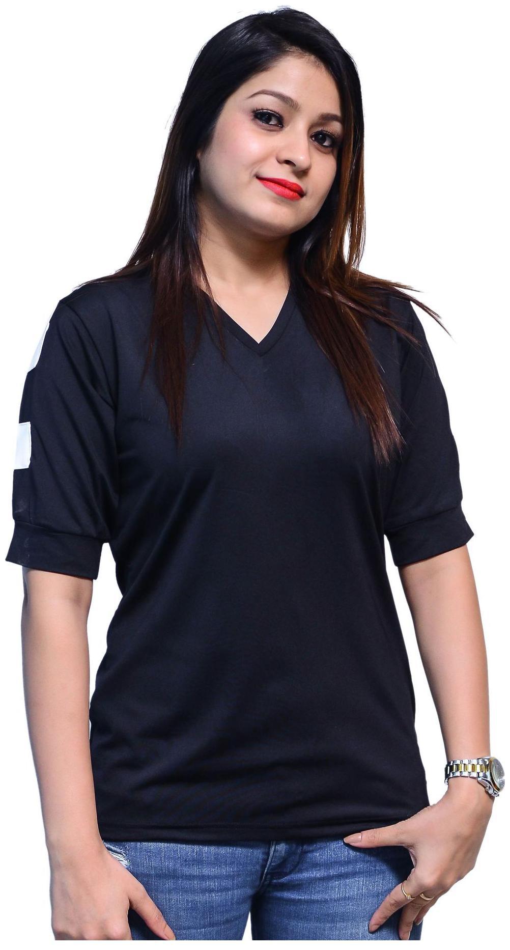 

NICE QUEEN Women Blue Regular fit Classic collar Cotton T shirt