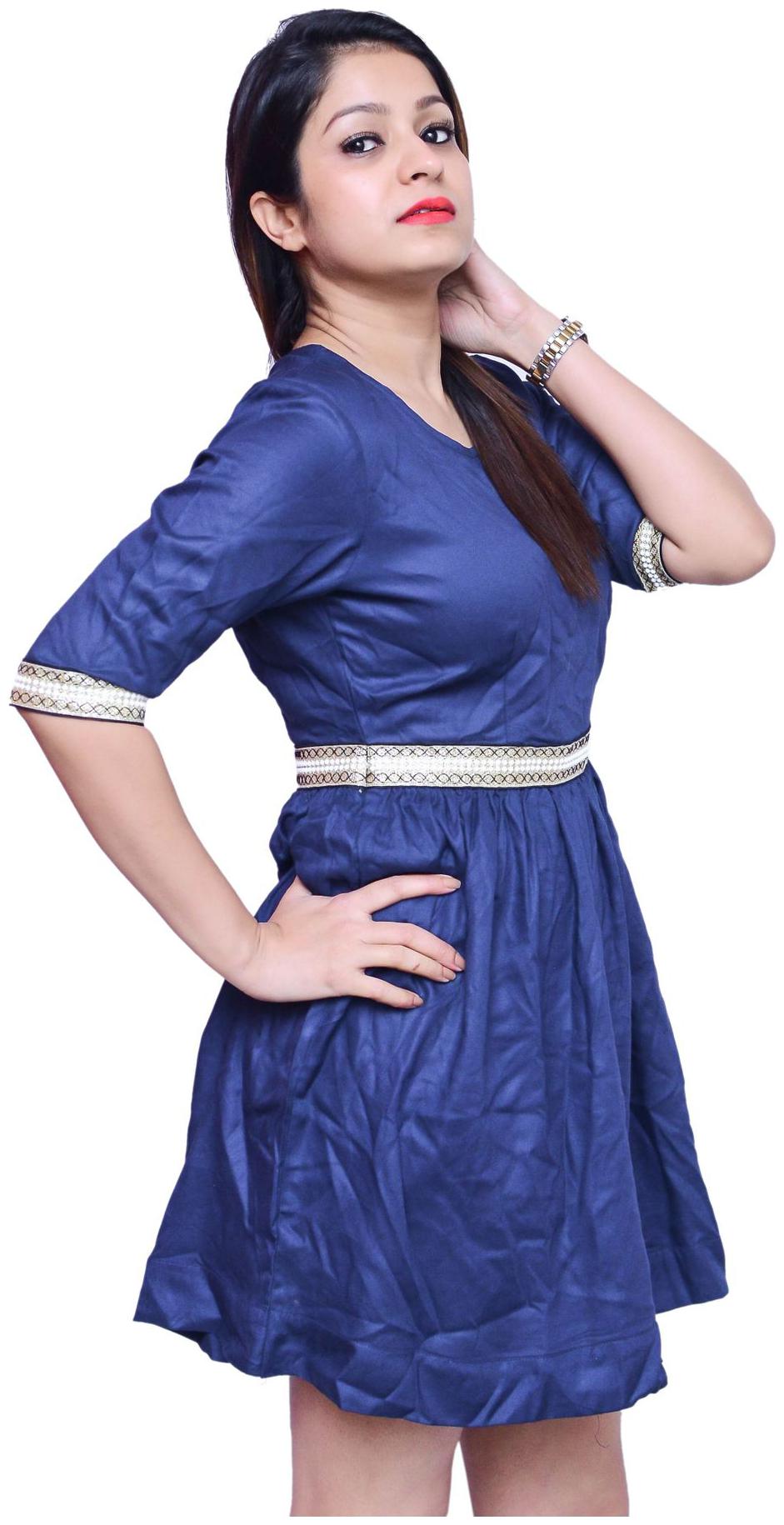 

NICE QUEEN Blue Geometric Wrap dress