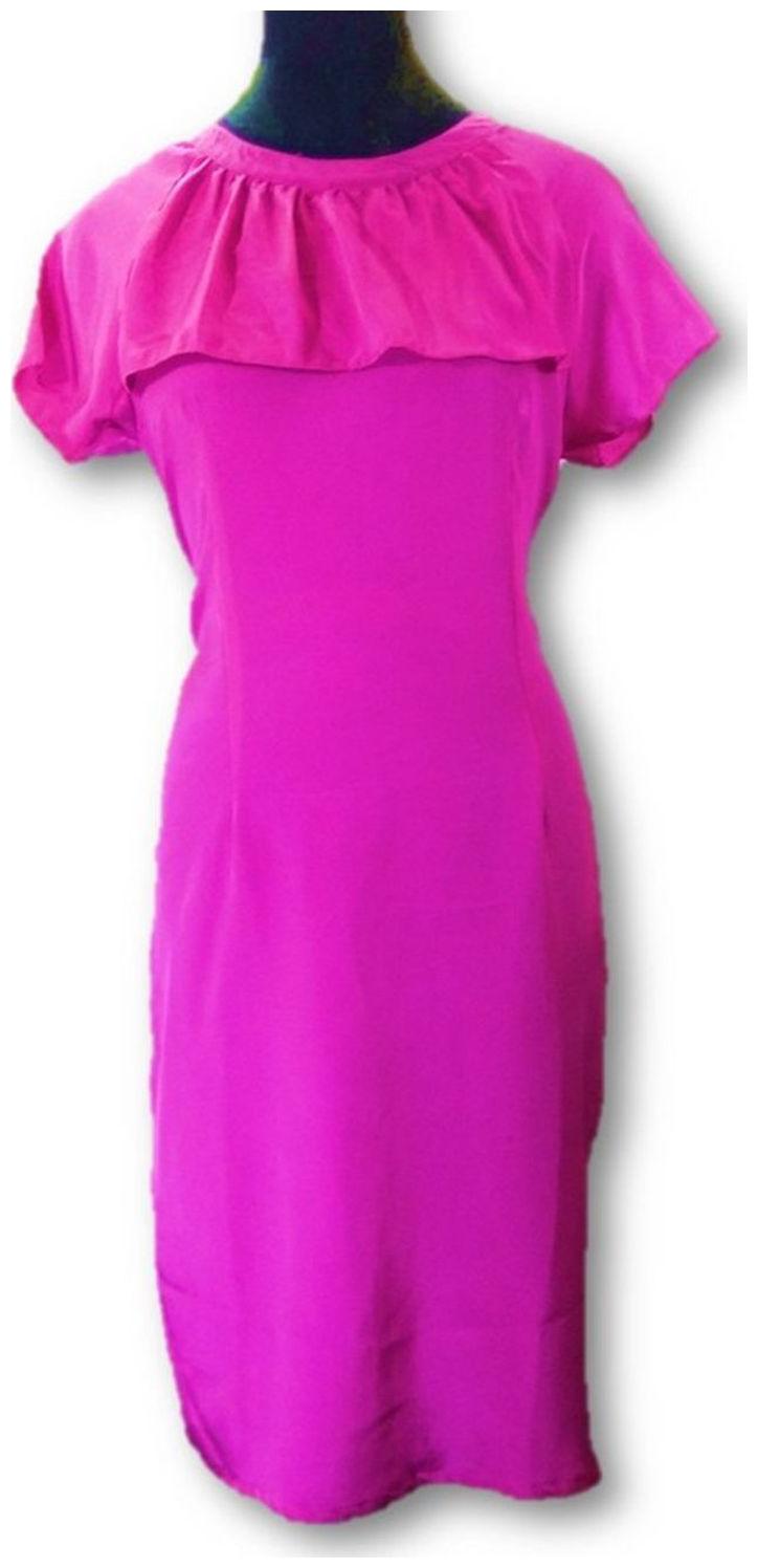 

NICE QUEEN Pink Solid A-line dress