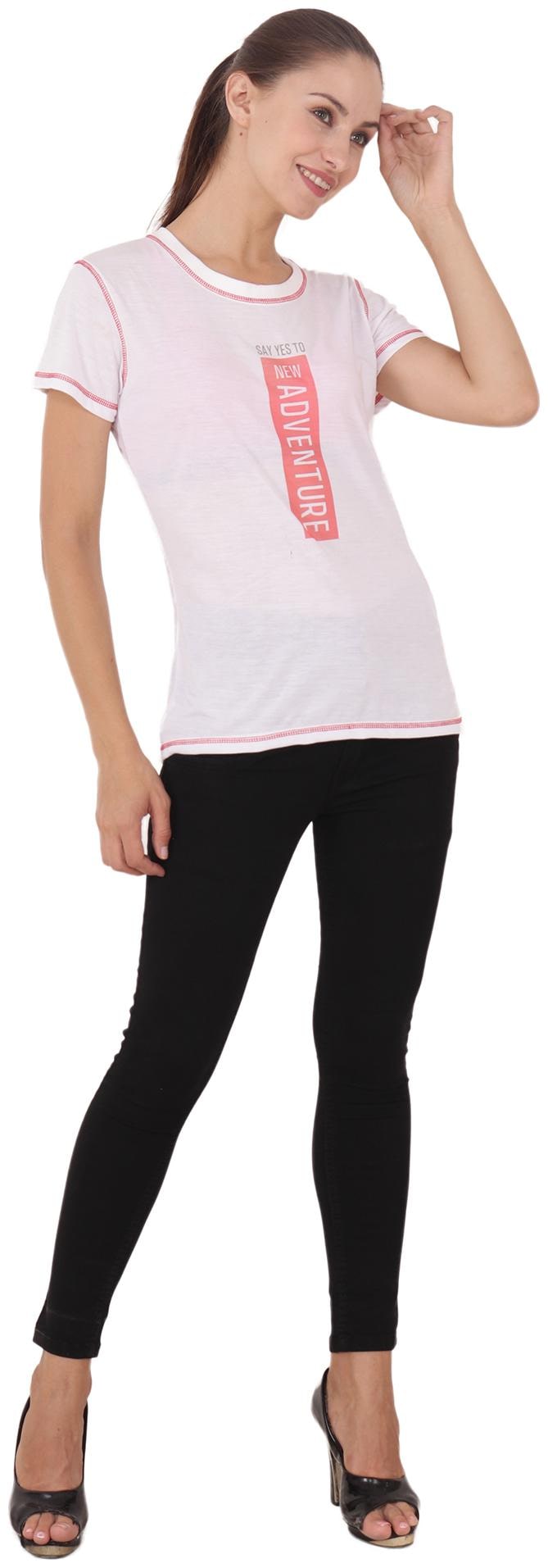 

CAMILLA MAX Women White Regular fit Round neck Cotton T shirt