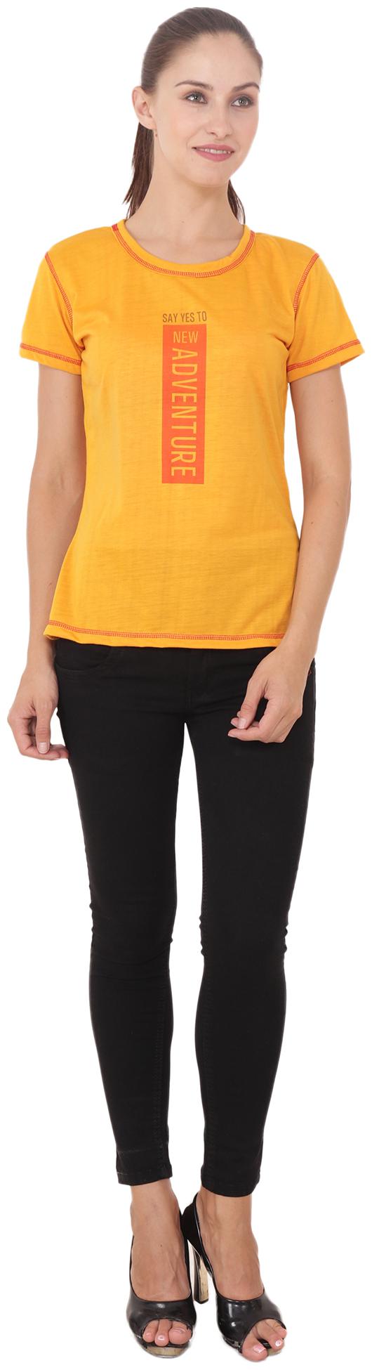 

CAMILLA MAX Women Yellow Slim fit Round neck Cotton T shirt