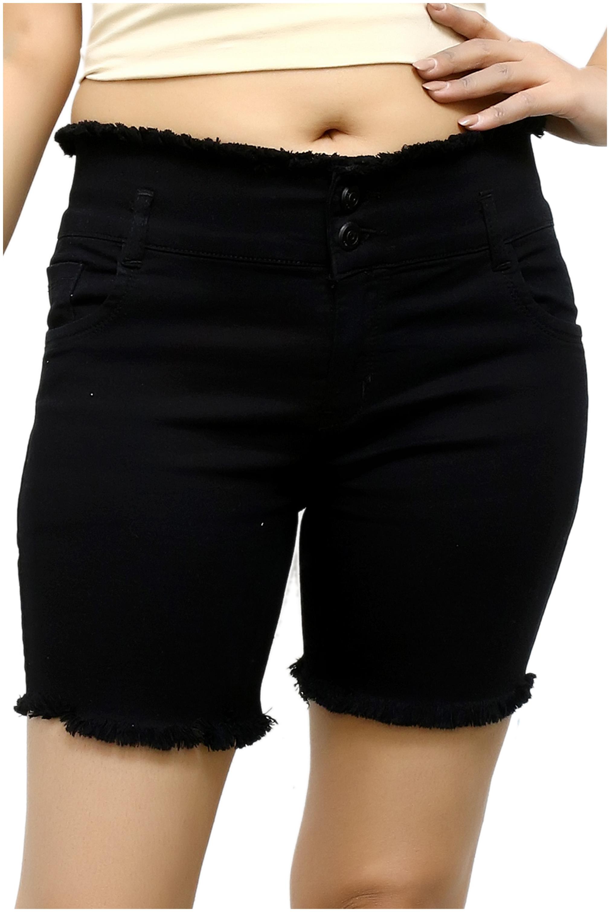 

BRANDITUDE Women Solid Denim shorts - Black