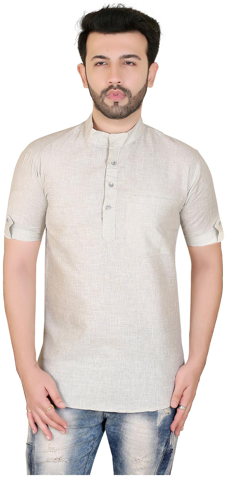 

Brinley Men Grey Regular Fit Kurta