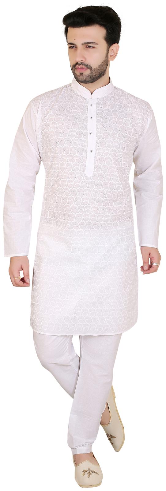 

Brinley White Embroidered Kurta and Pyjamas