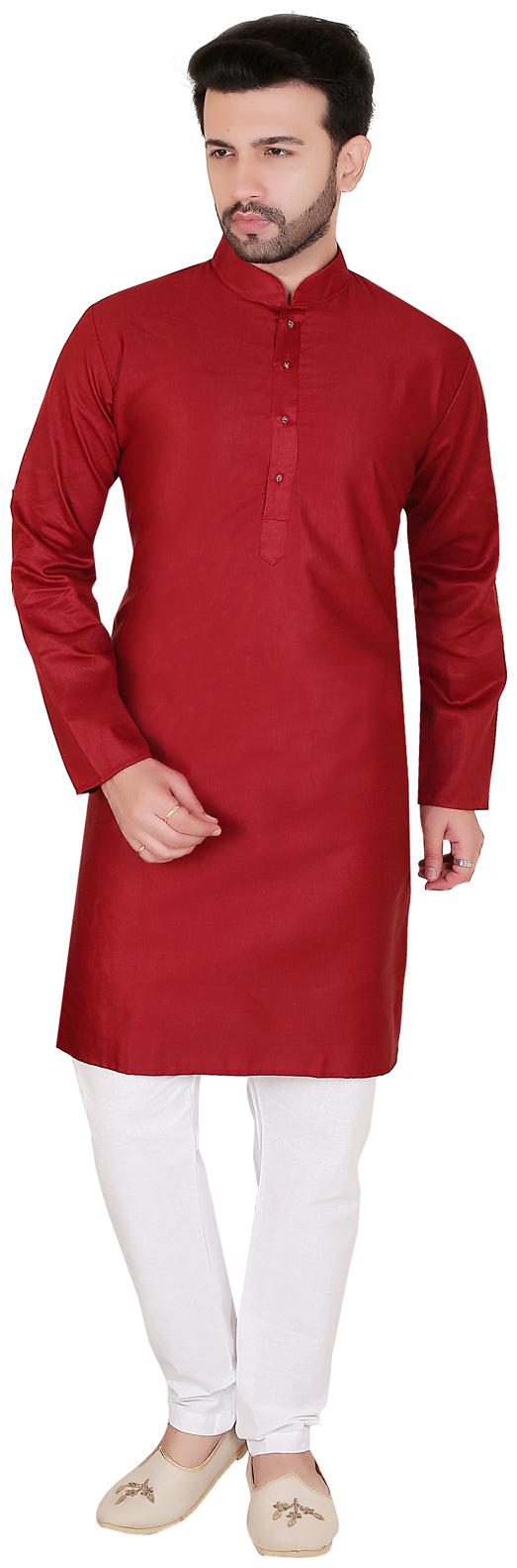 

Brinley Red Solid Kurta and Pyjamas