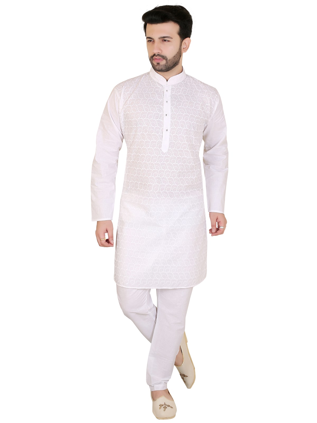 

Brinley White Embroidered Kurta and Pyjamas